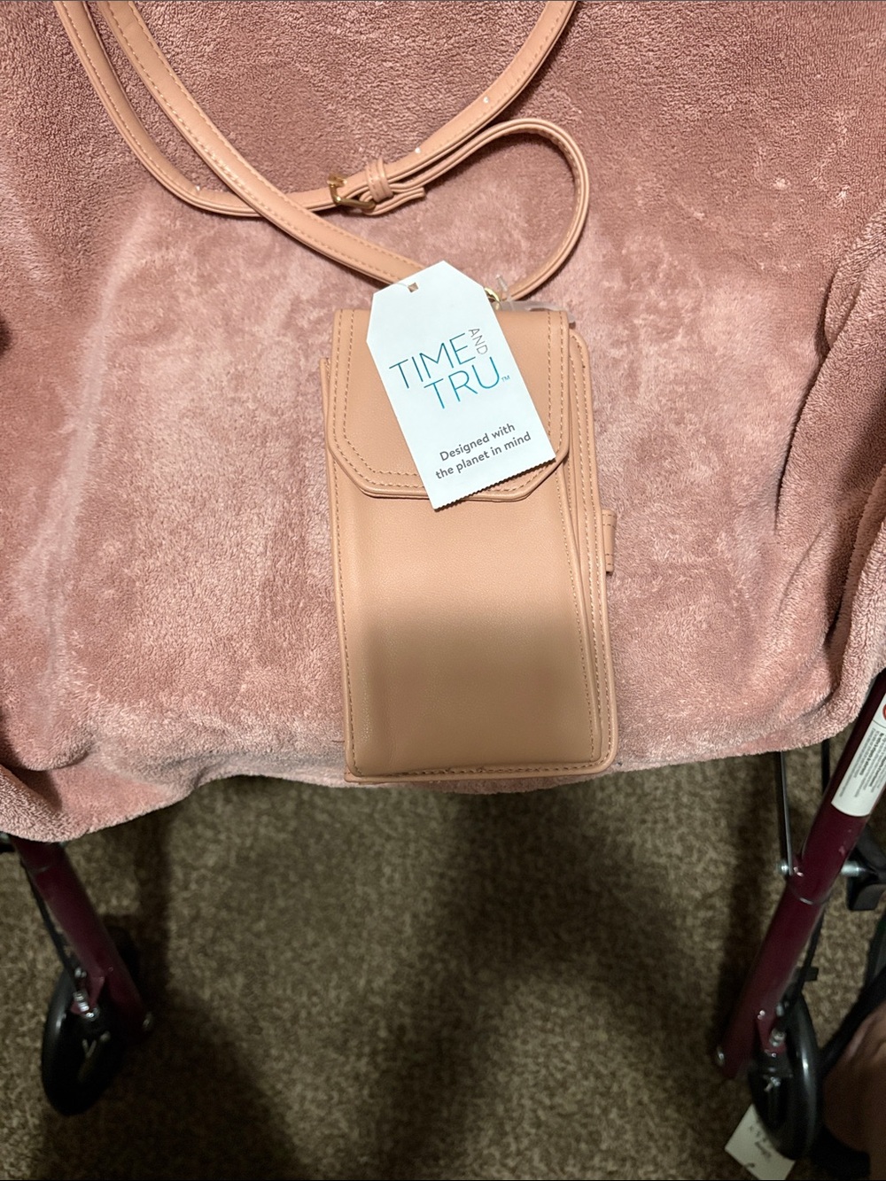 Time and Tru Blush Pink Crossbody Phone Pouch